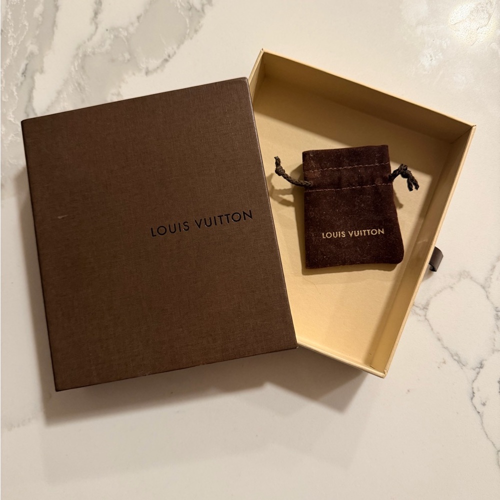 Louis Vuitton Brown Velvet Drawstring Jewelry Pouch with Box